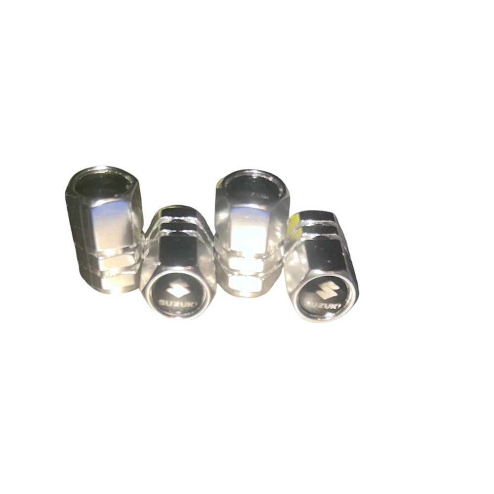 Silver Suzuki Tire Valve Stem Caps (4 piece set)